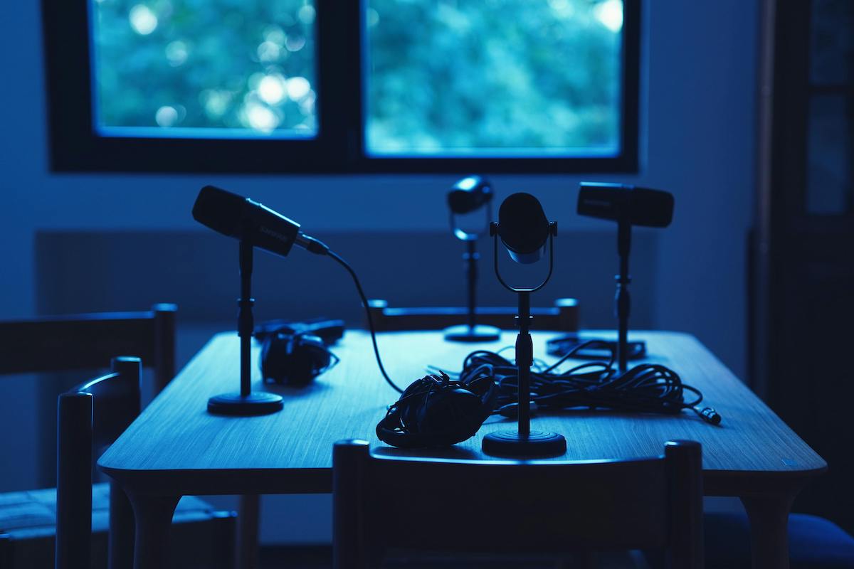 Podcast Studio Setup with Microphones