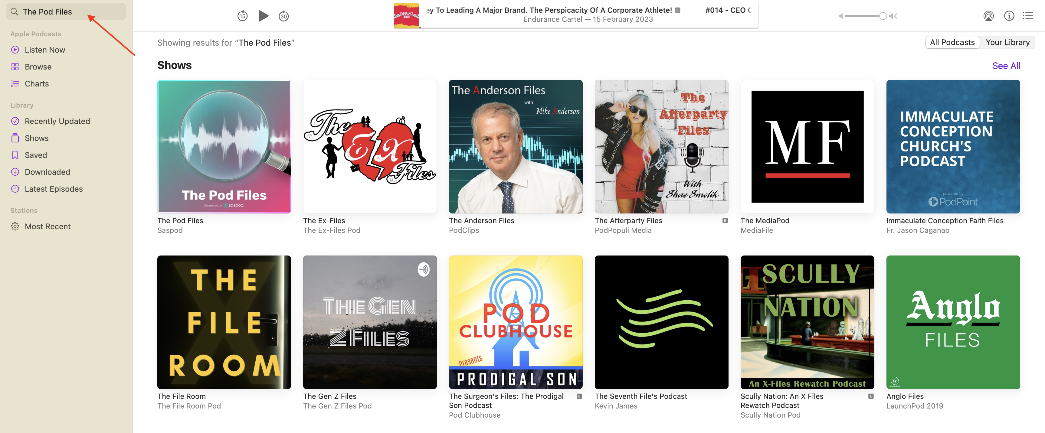 How to leave a review on apple podcasts - search on apple podcasts on Mac