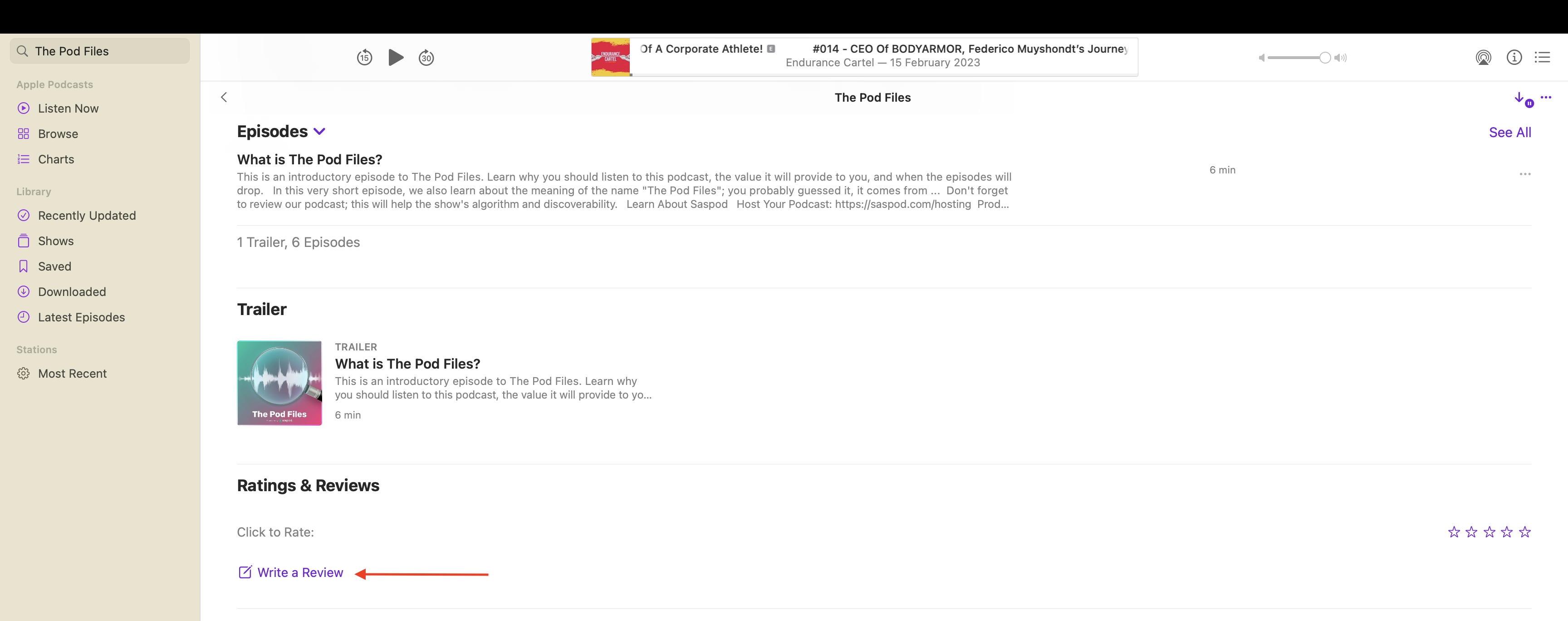 How to leave a review on apple podcasts on Mac