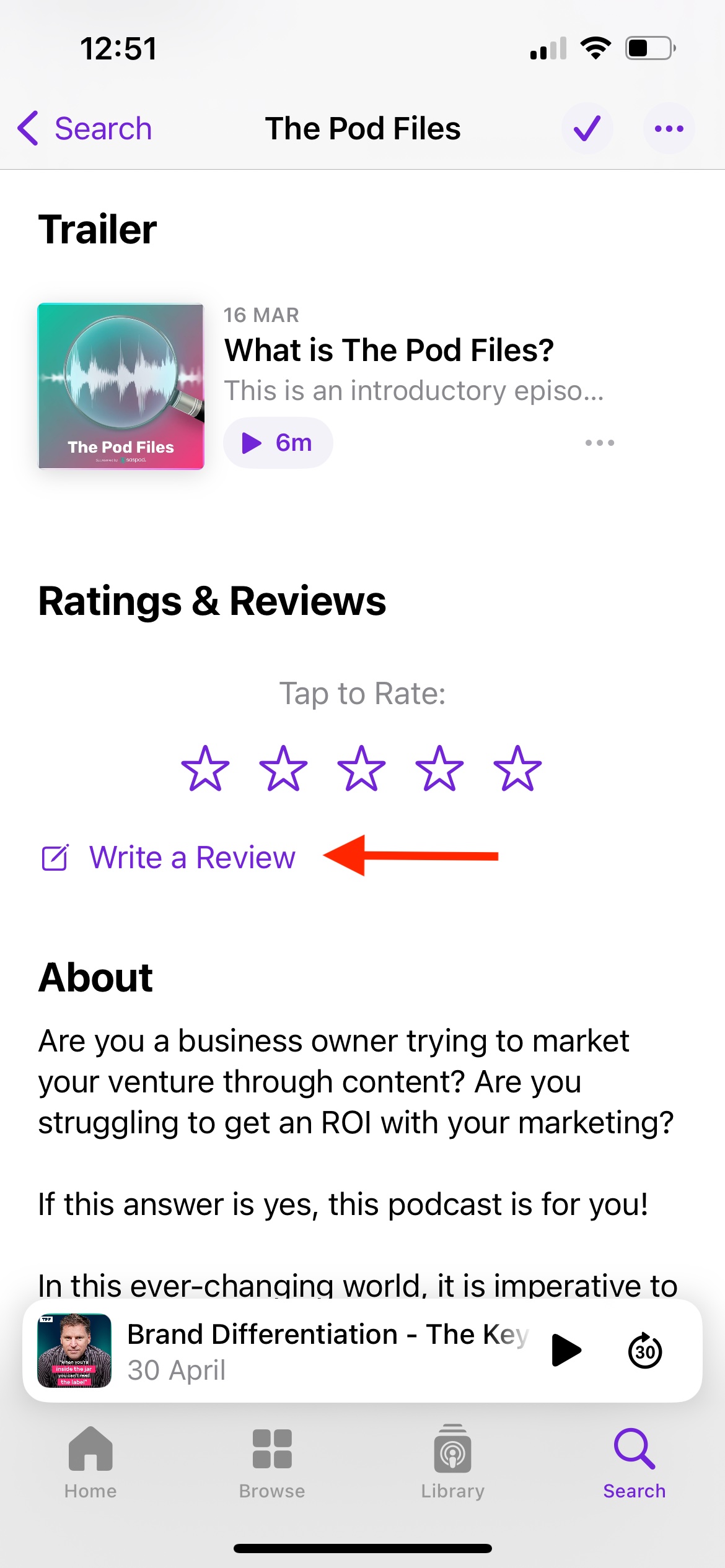 How to leave a review on apple podcasts on iPhone