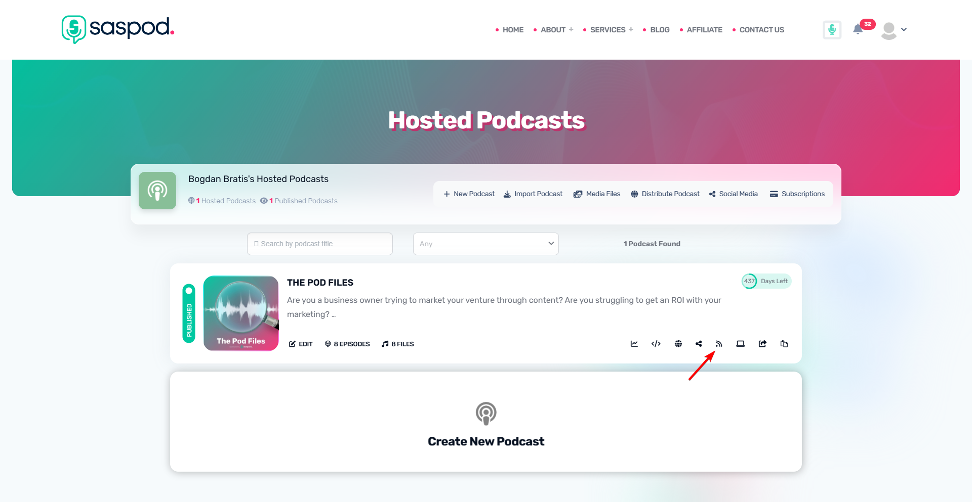 Copy RSS Feed on Saspod for Submission on Listen Notes