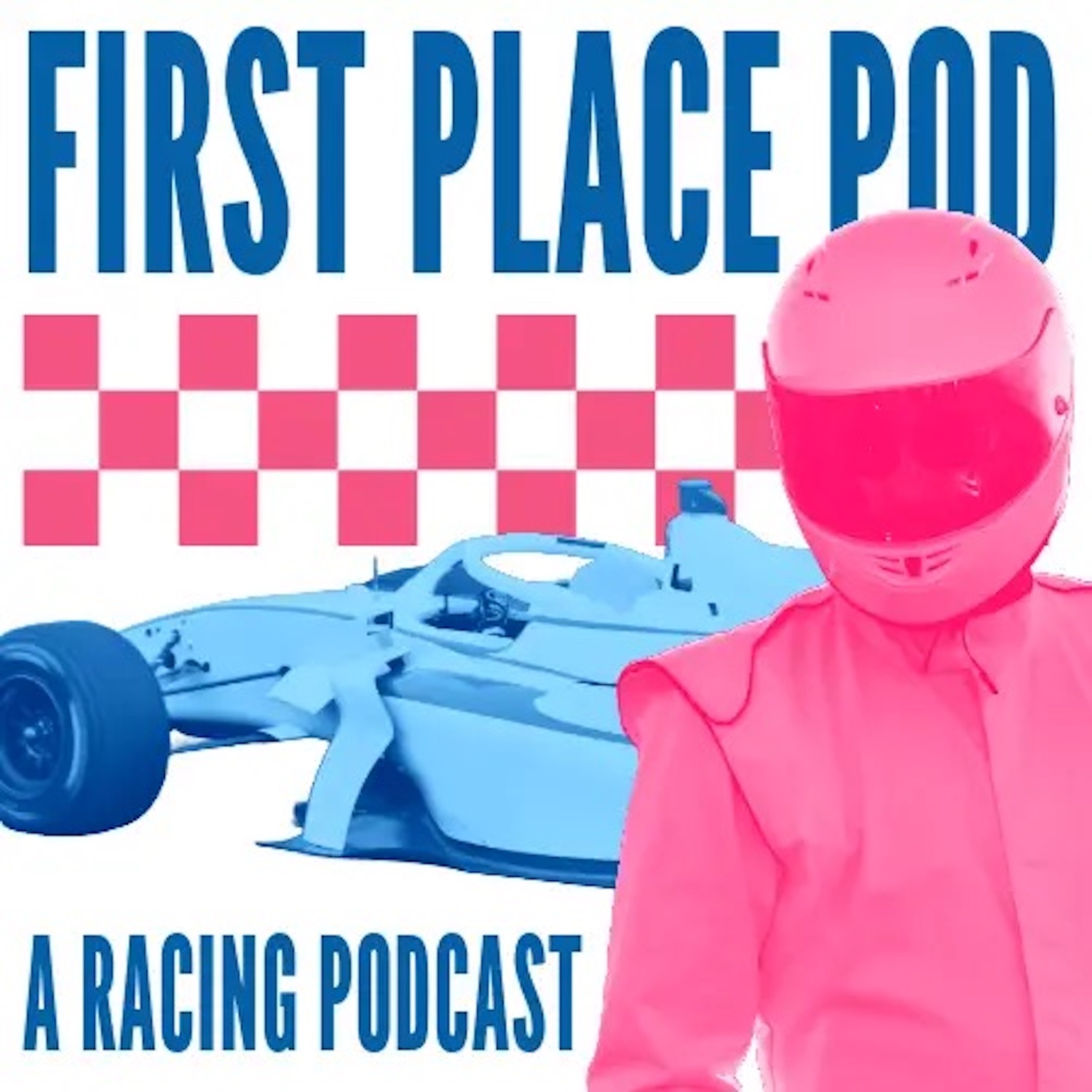 Pink and Blue Racing Podcast Cover Art