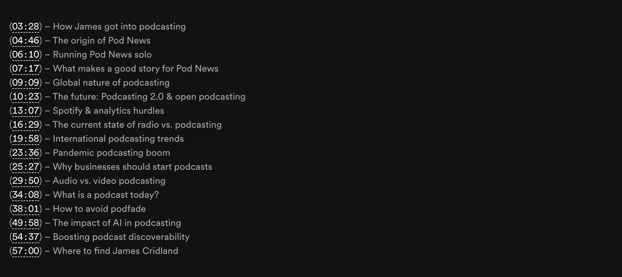Detailed timestamps example