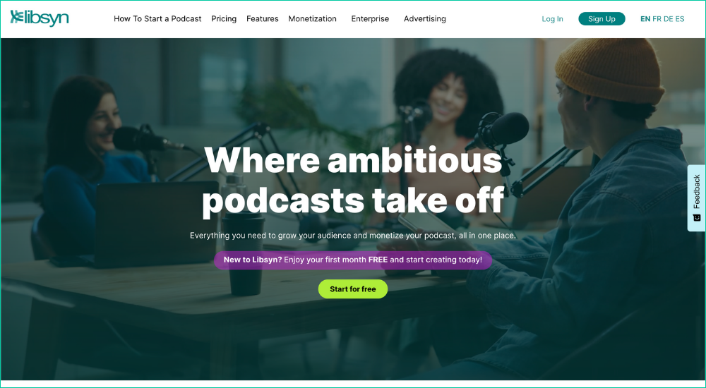 Libsyn homepage for podcast hosting