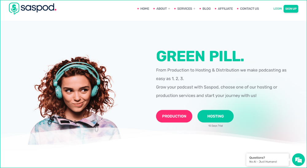 Saspod Best Podcast Hosting Platform Homepage