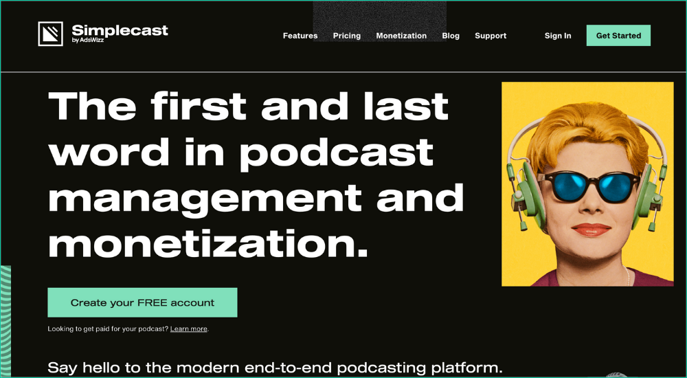 Simplecast podcast hosting platform homepage