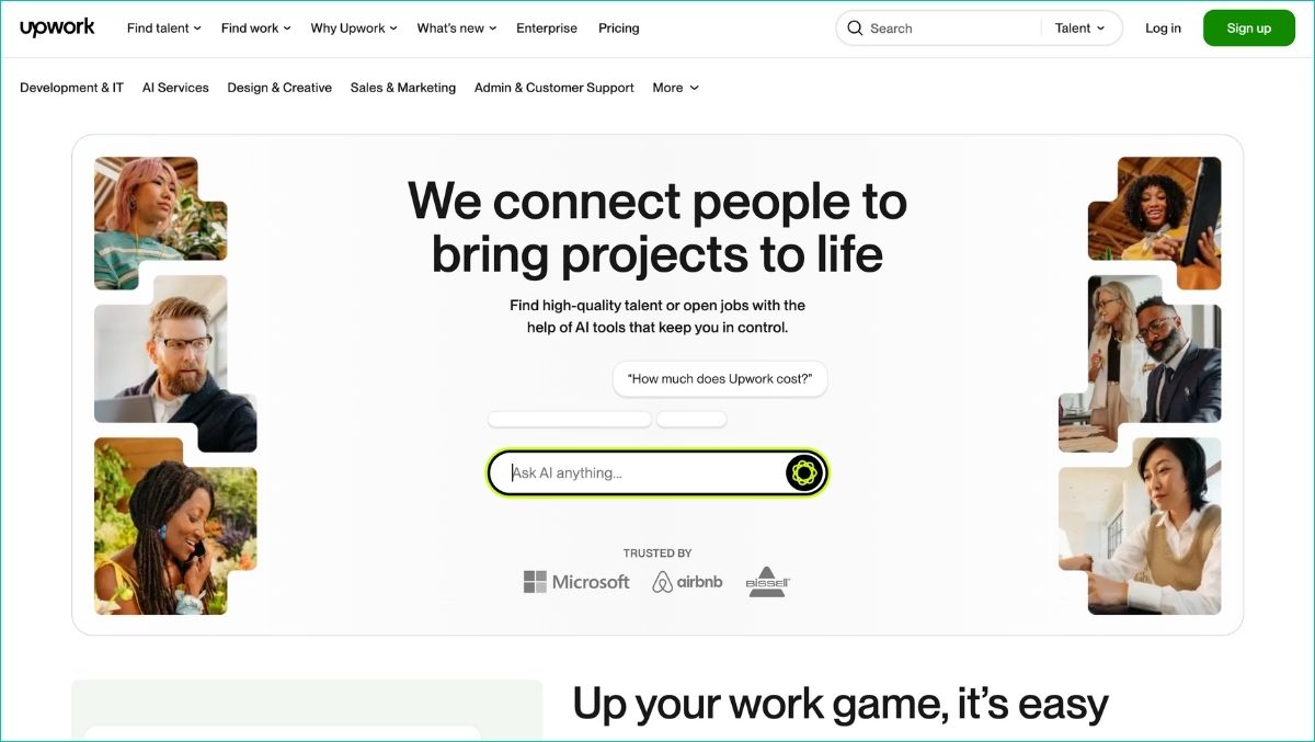 Upwork homepage