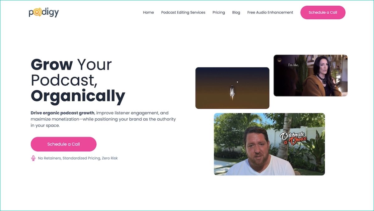 Podigy Podcast Editing Services homepage screenshot