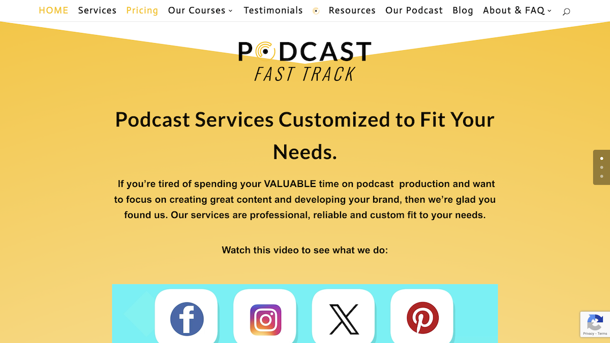 Podcast FastTrack webpage screenshot