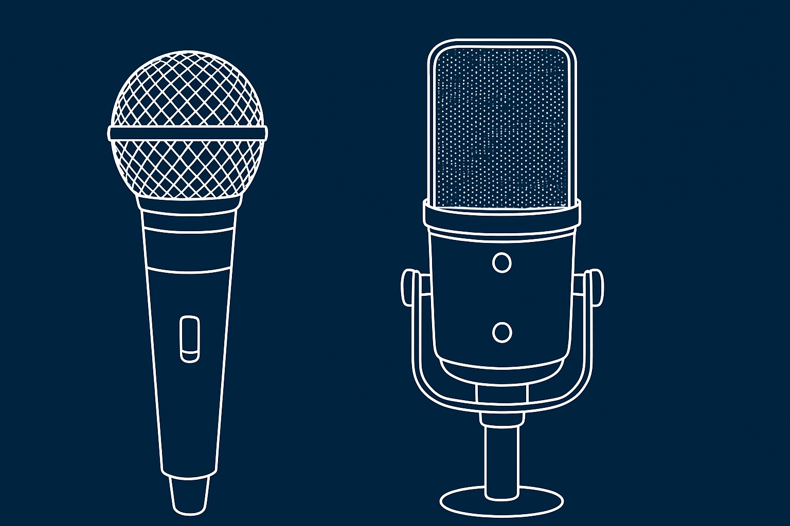 dynamic microphone and condenser microphone side by side