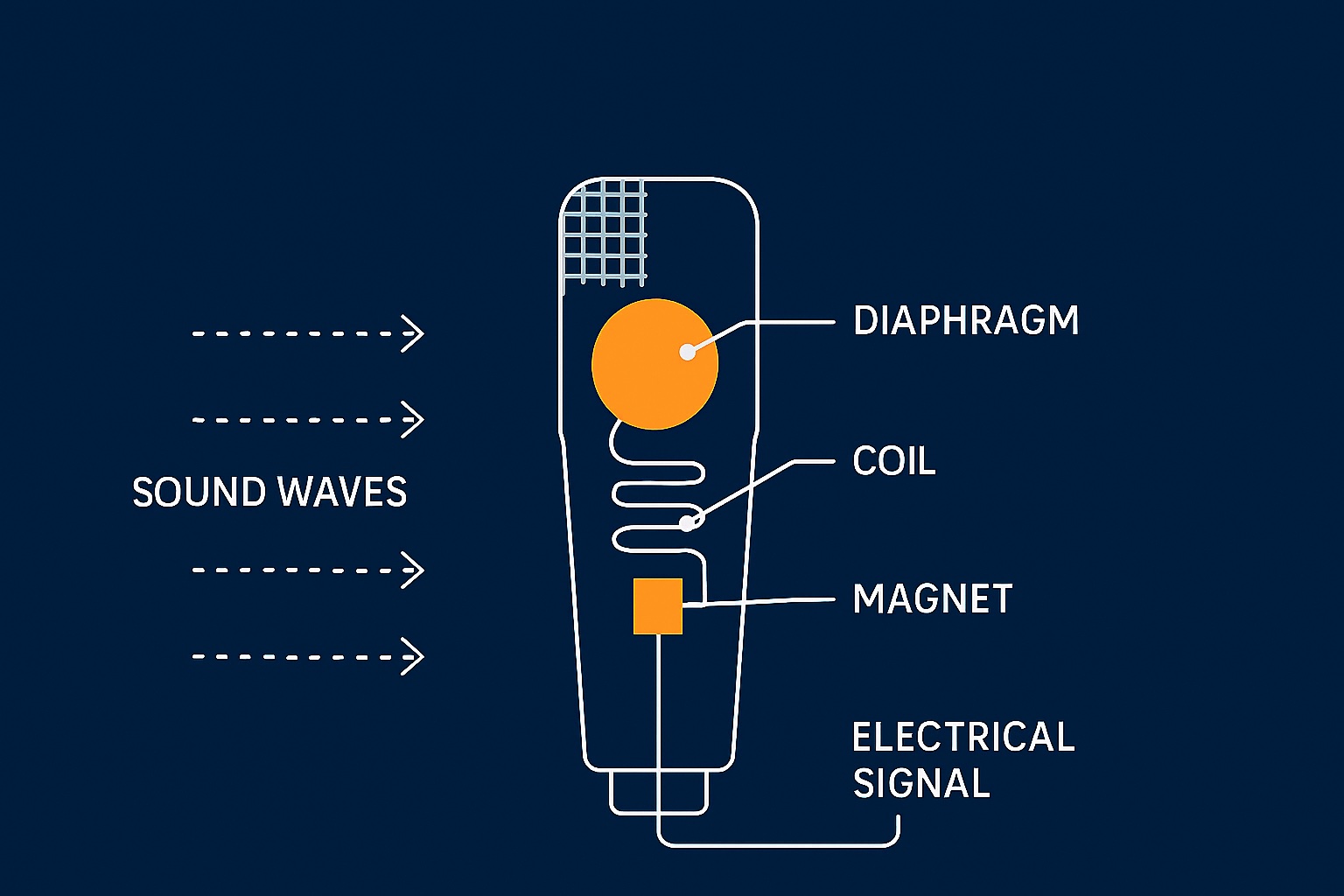 How does a dynamic microphone work - diagram
