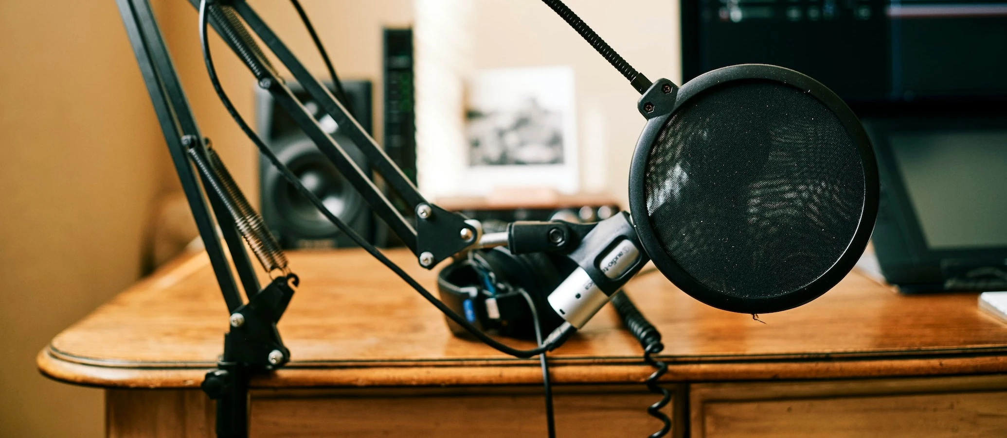 Podcast Setup with Dynamic Microphone