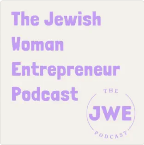 The Jewish Women Entrepreneur Podcast cover featuring a white background with purple title text