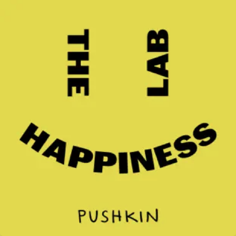 The Happiness Lab cover featuring a yellow background and the title text in black in the shape of a smiley face.