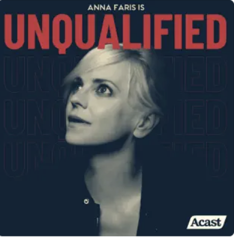 Anna Faris is Unqualified cover featuring a black and gray photo of Anna looking to the side.