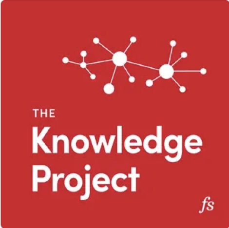 The Knowledge Project cover features a red background with the title printed in white.