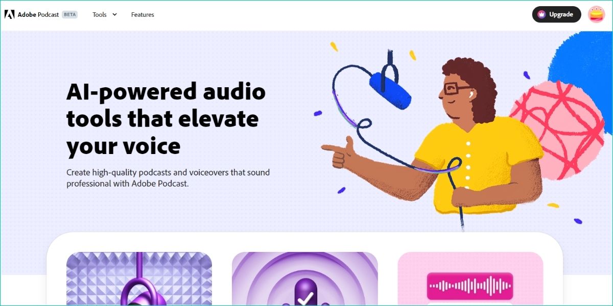 Adobe Podcast homepage