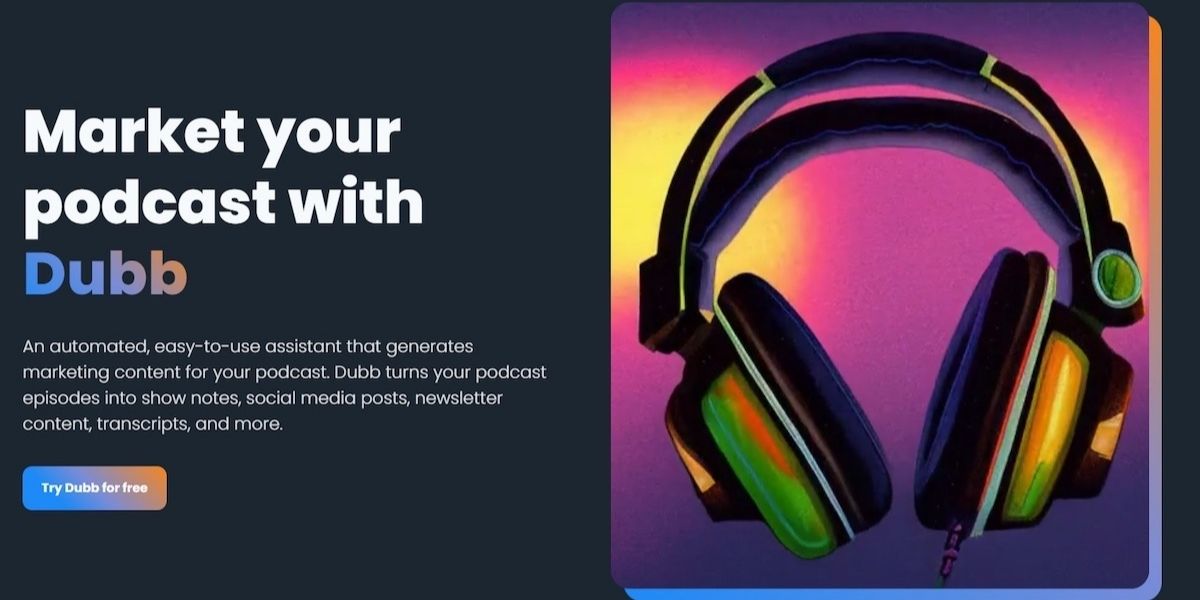 Dubb Media AI podcast marketing software homepage