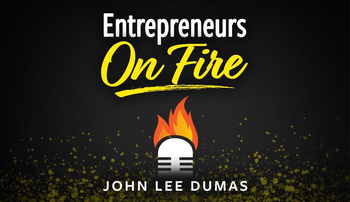 Entrepreneurs on Fire cover featuring an image of a cartoon microphone on fire.