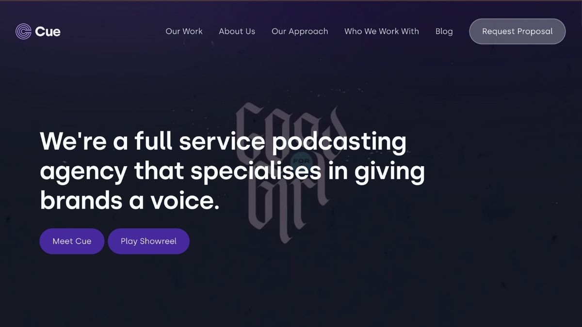 Cue Podcasts homepage